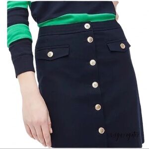 J. Crew Dark Blue Button-Down Pencil Skirt